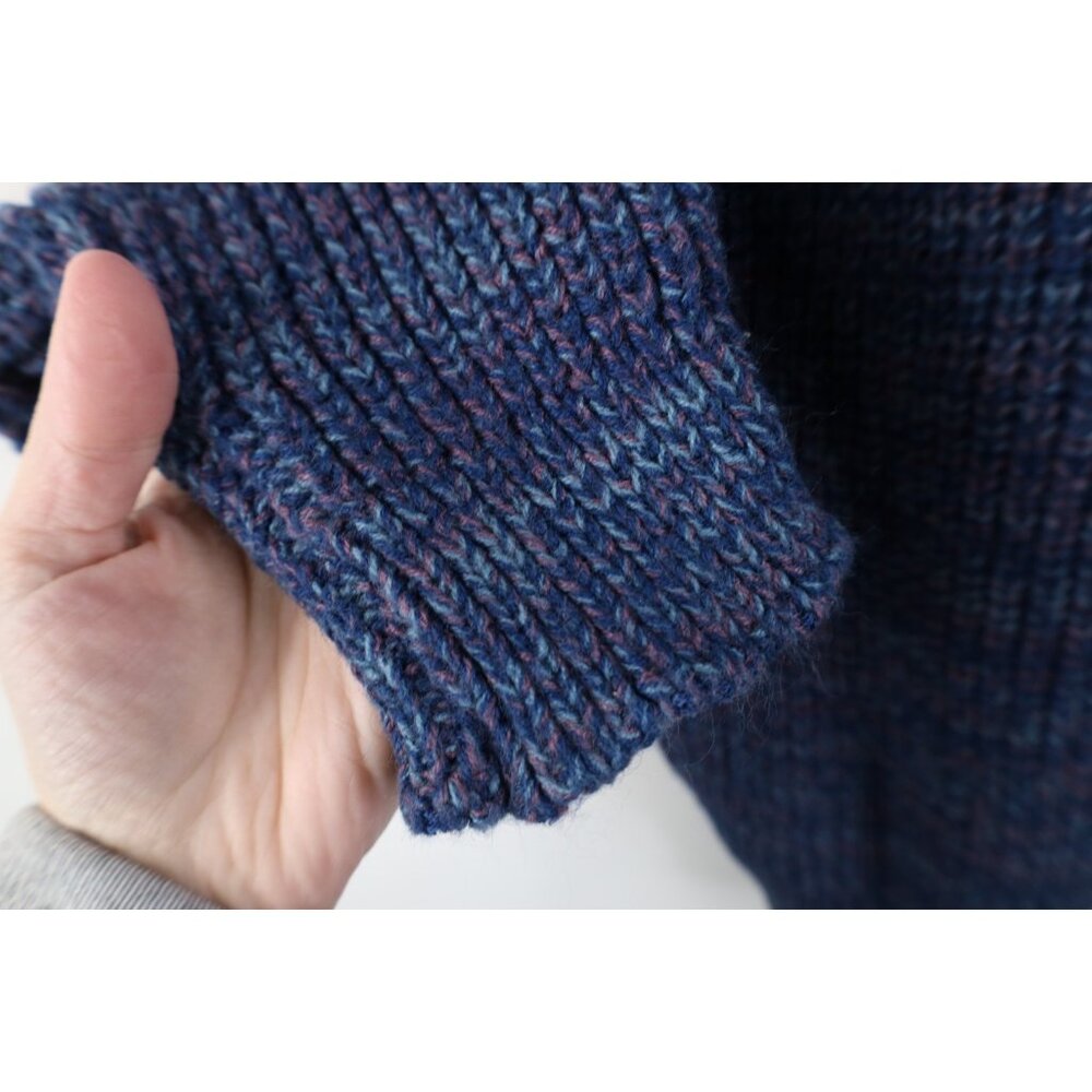 Vintage 90s Streetwear Mens Large Blank Chunky Ribbed Knit Crewneck Sweater - Picture 7 of 10